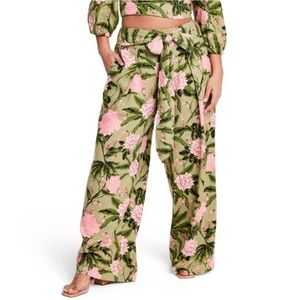 Women's Large Peony Print Pants - Agua Bendita × Target Green/Pink M